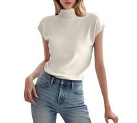 CGGMVCG Tshirts for Women Slim Fit Plain Tee Shirt Mock Turtleneck Short Sleeve Ladies Casual Summer Tops (Z02 White, M)