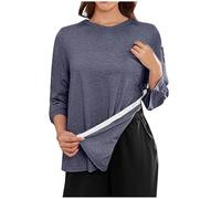 CGGMVCG Unisex Post Shoulder Surgery Shirts After Rotator Cuff Surgery Shirt Snap Tearaway Shirts Chemo Port Adaptive Clothing 3/4 Sleeve (Dark Gray, M)
