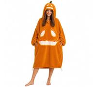 CGGMVCG Unisex Pumpkin Blanket Hoodie Oversized Fleece Wearable Blanket Cozy Plush Hooded Sweatshirt Pumpkin Cosplay Costume Loungewear, Orange, L