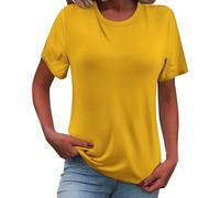 CGGMVCG Womens Crew Neck T Shirts Fashion Clothes Short Sleeve Blouses Summer Womens Trendy Tops (Yellow, L)