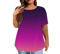 CGGMVCG Womens Plus Size Tops Summer Casual Short Sleeves Oversized T Shirts Dressy Loose Tshirts for Women Summer (Z03 Purple, 4XL)