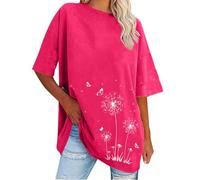 CGGMVCG Women's Short Sleeve T-Shirts Dandelion Print Summer T Shirt Graphic Tees Crew Neck Trendy Tops for Women