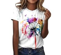 CGGMVCG Womens T Shirts Short Sleeve Round Neck Sunflower Printed T-Shirt Plus Size Loose Graphic Tees Casual Summer Tops