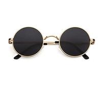 CGID E01 Small Retro Vintage Style Round Metal Circle Polarized Sunglasses for Women and Men