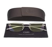 CGID Unisex Lightweight Rimless Frameless Rectangle Reading Glasses Mens Womens Spring Hinge Fashion Readers Reading Glasses +2.75