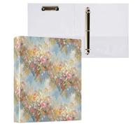 Cgiub Abstract Floral A4 Ring Binder with Clipboard, 3 Ring D Ring View Binder with Inner Pockets, PVC Waterproof Document Organiser Holds 200 Sheets for School, Office, Home, 1 Pack