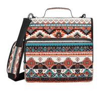 Cgiub Aztec Navajo Pattern Zipper Binder with Shoulder Strap & Pockets 1.5 inch 3 Ring Binder Bag Expanding File Folder School & Office Organiser