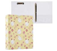 Cgiub Bird Floral A4 Ring Binder with Clipboard, 3 Ring D Ring View Binder with Inner Pockets, PVC Waterproof Document Organiser Holds 200 Sheets for School, Office, Home, 1 Pack