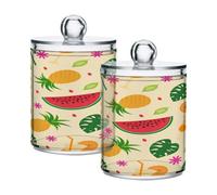 Cgiub Black White Striped Clear Plastic Apothecary Jar with Lids 2PCS Cotton Pad Holder Cotton Bud Holder Bathroom Containers Vanity Makeup Organiser