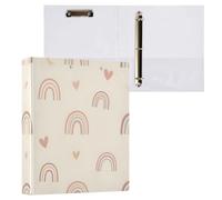 Cgiub Boho Rainbow A4 Ring Binder with Clipboard, 3 Ring D Ring View Binder with Inner Pockets, PVC Waterproof Document Organiser Holds 200 Sheets for School, Office, Home, 1 Pack