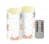 Cgiub Bow Tie Flameless Candles with Timer 2pcs Battery Operated Flickering Flameless LED Pillar Candles for Holiday Home Wedding Fireplace Decor