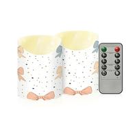 Cgiub Bow Tie Flameless Candles with Timer 2pcs Battery Operated Flickering Flameless LED Pillar Candles for Holiday Home Wedding Fireplace Decor