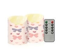 Cgiub Bow Tie Flameless Candles with Timer 2pcs Battery Operated Flickering Flameless LED Pillar Candles for Holiday Home Wedding Fireplace Decor