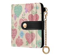 Cgiub Bright Hearts Stars Wallets for Women RFID Blocking Ladies Purse PU Leather Clutch Wallet with Zip Coin Pocket & Credit Card Holder, 10.5x11 cm