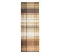 Cgiub Brown Plaid Yoga Mat for Sport Stretching Pilates 180x66 cm Thin and Non-slip Exercise Mat Fitness Mat Eco-friendly Travel Workout Mat Home Sports Mat
