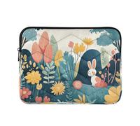 Cgiub Bunny Flowers Laptop Sleeve 15-16 Inch Protective Laptop Case Shockproof Computer Briefcase Carrying Case Portable Laptop Bag for Notebook, Tablet, 40x30x2 cm