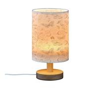 Cgiub Butterfly Bedside Table Lamp for Bedroom LED Nightstand Lamp with Wood Base & USB Port Linen Shade Desk Light for Nursery Decor