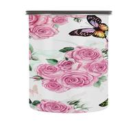 Cgiub Butterfly Roses Airtight Food Jar 900 ml Stainless Steel Food Storage Container Coffee Canister with Lid for Candy Coffee Bean Tea Candy Fruit