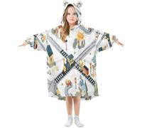 Cgiub Cartoon Train Wearable Blanket Hoodie for Kids Warm Cozy Oversized Hooded Sweatshirt Blanket with Pocket