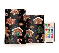 Cgiub Christmas Gingerbread Man Flameless Candles 2 PCS Battery Operated Flickering Pillar LED Candles with Remote and Timer for Holiday Party Wedding Home Decor