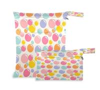 Cgiub Colour Bubbles Wet Dry Bags for Baby Cloth Diaper Reusable Wet Bags Waterproof Washable Travel Gym Daycare Organizer with Two Zippered Pockets & Handle for Swimsuit Clothes Toiletries