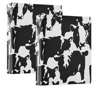Cgiub Cow Print 3 Ring Binder 1.5 inch Non-Stick D-Ring View Binder with 3 Interior PVC Clear Pockets Holds 200 Sheets, Letter Size for Classroom Office Hospitals, 2 Pack
