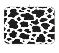Cgiub Cow Print Dish Drying Mat for Kitchen Counter 40.6x45.7 cm Non Slip Absorbent Coffee Machine Mat Sink Draining Board Drying Pad Coffee Bar Accessories