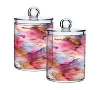 Cgiub Cute Cat Clear Plastic Apothecary Jar with Lids 2PCS Cotton Pad Holder Cotton Bud Holder Bathroom Containers Vanity Makeup Organiser