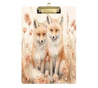 Cgiub Cute Fox Clipboard with Low Profile Clip Acrylic A4 Clipboard Standard Folder Clip Board for Office, Students, Nurses