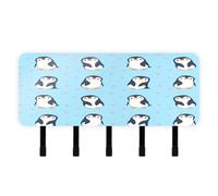 Cgiub Cute Penguin Key Holder for Wall Acrylic Key Hooks with 5 Hooks Self Adhesive Key Hangers Wall Mounted Key Rack Mail Organiser for Home Entryway Farmhouse Kitchen
