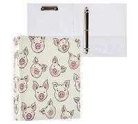 Cgiub Cute Pigs 3 Ring Binder 3.8 cm D Ring View Binder with Pockets & Clipboard A4 Display Folder Document Organiser Fits 200 Sheets for Home, Office School 1 Pack