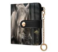 Cgiub Cute Rhino Wallets for Women RFID Blocking Ladies Purse PU Leather Clutch Wallet with Zip Coin Pocket & Credit Card Holder, 4.13x4.33 inch
