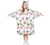 Cgiub Cute Sushi Wearable Blanket Hoodie for Kids Warm Cozy Oversized Hooded Sweatshirt Blanket with Pocket