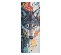 Cgiub Cute Wolf Yoga Mat for Sport Stretching Pilates 180x66 cm Thin and Non-slip Exercise Mat Fitness Mat Eco-friendly Travel Workout Mat Home Sports Mat