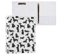 Cgiub Dachshund Dogs Black 3 Ring Binder 3.8 cm D Ring View Binder with Pockets & Clipboard A4 Display Folder Document Organiser Fits 200 Sheets for Home, Office School 1 Pack