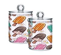 Cgiub Dachshund Dogs Black Clear Plastic Apothecary Jar with Lids 2PCS Cotton Pad Holder Cotton Bud Holder Bathroom Containers Vanity Makeup Organiser