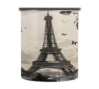 Cgiub Eiffel Tower Coffee Canister 900 ml Airtight Stainless Steel Food Storage Container Kitchen Storage Jar with Lid for Coffee Beans Tea Sugar