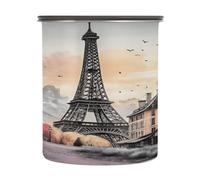 Cgiub Eiffel Tower Coffee Canister 900 ml Airtight Stainless Steel Food Storage Container Kitchen Storage Jar with Lid for Coffee Beans Tea Sugar