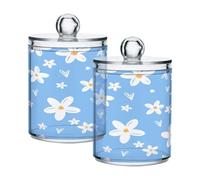 Cgiub Farm Animals Clear Plastic Apothecary Jar with Lids 2PCS Cotton Pad Holder Cotton Bud Holder Bathroom Containers Vanity Makeup Organiser