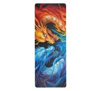 Cgiub Fire Dragon and Water Dragon Yoga Mat for Sport Stretching Pilates 180x66 cm Thin and Non-slip Exercise Mat Fitness Mat Eco-friendly Travel Workout Mat Home Sports Mat