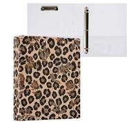Cgiub Floral Leopard A4 Ring Binder with Clipboard, 3 Ring D Ring View Binder with Inner Pockets, PVC Waterproof Document Organiser Holds 200 Sheets for School, Office, Home, 1 Pack