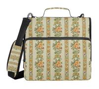 Cgiub Floral Stripe1 Zipper Binder with Shoulder Strap & Pockets 1.5 inch 3 Ring Binder Bag Expanding File Folder Organiser for School & Office