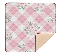 Cgiub Flower Plaid Baby Play Mats for Floor 127x127cm Waterproof Anti-Slip Playpen Mat Soft Nursery Area for Infant Kids and Toddler Crawling