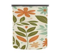 Cgiub Flower Plants Airtight Food Jar 900 ml Stainless Steel Food Storage Container Coffee Canister with Lid for Candy Coffee Bean Tea Candy Fruit