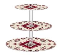 Cgiub Folk Art Pattern Cupcake Stand 3 Tier Cupcake Tower Holder Acrylic Cup Cake Dessert Display Stand Serving Tray for Party Wedding Birthday