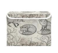 Cgiub Fox Storage Bins with Lids Decorative Fabric Storage Boxes with Handles Closet Organiser Foldable Baby Basket for Nursery Bedroom Office