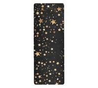 Cgiub Gold Stars on Black Yoga Mat for Sport Stretching Pilates 180x66 cm Thin and Non-slip Exercise Mat Fitness Mat Eco-friendly Travel Workout Mat Home Sports Mat