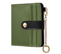 Cgiub Green Solid Color Wallets for Women RFID Blocking Ladies Purse PU Leather Clutch Wallet with Zip Coin Pocket & Credit Card Holder, 4.13x4.33 inch