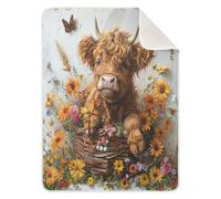 Cgiub Highland Cow Baby Blanket for Girls Boys Soft Warm Reversible Infant, Newborn, Toddler Receiving Blanket Unisex Travel Throw Blanket for Crib Stroller Nursery, 30"x40"