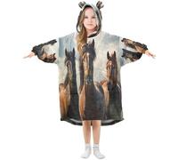 Cgiub Horse Wearable Blanket Hoodie for Kids Warm Cozy Oversized Hooded Sweatshirt Blanket with Pocket